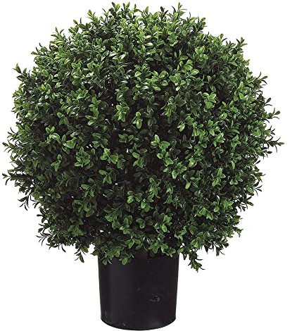 26 Inch Tall Boxwood Ball-Shaped Artificial Topiary w/Pot Indoor/Outdoor