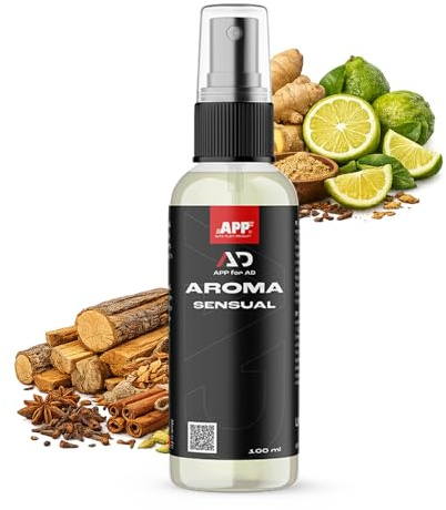 APP for AD Aroma Sensual - Désodorisant voiture intérieur | Parfum voiture, neutralise les mauvaises odeurs | Format compact 100 ml | Boisé, gingembre et bergamote