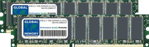 GLOBAL MEMORY 2 GB (2 x 1 GB) DDR 400 MHz PC3200 184-pin ECC DIMM (UDIMM) Memoria RAM Kit per Servers/Workstations/schede Madri