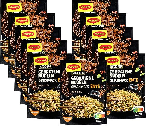 MAGGI Magic Asia Gebratene Nudeln Geschmack Ente, leckeres Fertiggericht, Instant-Nudeln, mit würziger Ente & Gemüsestückchen, asiatisch gewürzt, 11er Pack (11 x 119 g)