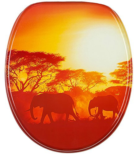 Toilettendeckel WC-Sitz MDF Absenkautomatik ELEFANT SAFARI