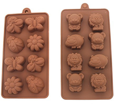 Non-stick Candy Jelly Molds, Chocolate Molds, Soap Molds, Silicone Baking Molds - Forest Cute Theme Happy Bear, Lion, Hippo - More Fun, Party Decor Set, Set of 2 (Animal)