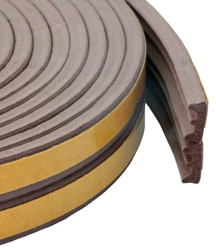 PRIOstahl® Fensterdichtung Selbstklebend 50m E-Profil Braun Dichtband Türdichtung Gummidichtung Wetterdichtung Kälteschutz Energiesparend Dichtungsband
