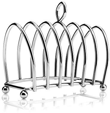 Kilo BA51 Victorian Design Chrome 6 Slice Toast Rack with Ball Feet and Loop Carry Handle