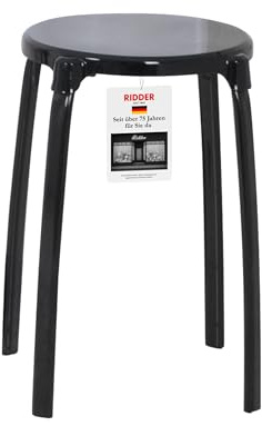 RIDDER – Bad-Hocker Max Ø 30x46,5cm, schwarz, PP/Stahl | Stabiler Duschhocker mit rutschfesten Füßen. Praktischer Duschstuhl für mehr Komfort im Badezimmer. Belastbar bis 100kg