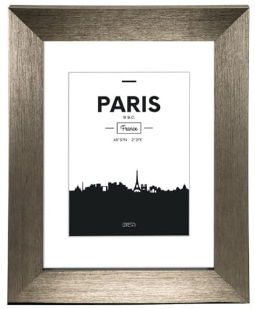 Hama Kunststoff-Bilderrahmen Paris (Rahmen 40 cm x 50 cm, 20 mm x 15 mm, für Bilder in der Größe 28 cm x 35 cm, Spiegelglas, Polystyrol (PS), mit Haken) Stahl