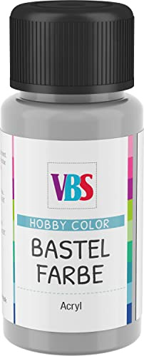 VBS Bastelfarbe 50 ml für Holz Leinwand Pappe MDF Stein Terrakotta Wand lichter Speichel wasserfest wasserverdünnbar geruchsneutral mischbar kinderfreundlich lösungsmittelfrei ganzjährig Grau