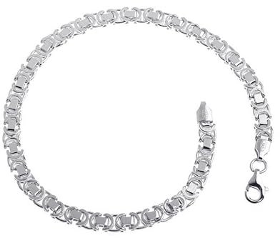 4,6mm flaches Königskette Armband - echt 925 Silber, Länge 24cm
