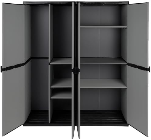 Kreher Kunststoffschrank-Set, 2 Schränke, 68 x 38,5 x 168 cm (Grau)