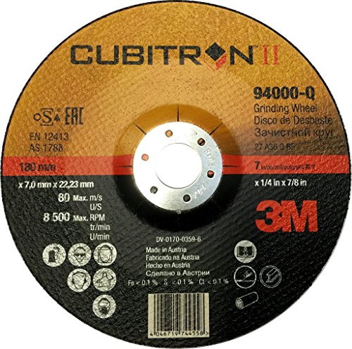 Disque à ébarber 3M Cubitron II, 180 x 7 x 22 mm, Grain 36+, Moyeu Déporté, 1 disque / boite