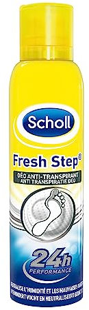 Scholl Spray Fresh Step Déodorant Pieds - Neutralise Odeurs et Humidité - Formule Purifiante Anti-Transpirante - Refraîchit et Protège Pieds 24h - Parfum Léger pour Confort Durable - 150ml