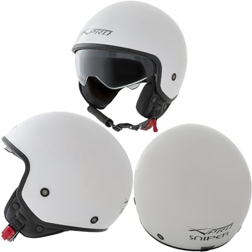Casco Jet Scooter Moto Omologato ECE 22-06 Visiera Parasole Bianco S