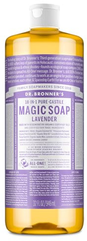 Dr. Bronner's - Pure-Castile Flüssigseife (Lavendel, 32 Unzen), Gesicht, Körper, Haare, Wäsche, Haustiere und Geschirr, konzentriert, vegan