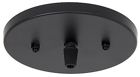 B&P Lamp 5 1/4 Inch Modern Shallow Steel Ceiling Light Canopy Plate Kit with Hardware, Satin Black