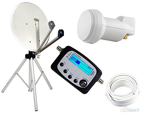 Camping Set Sat-Anlage 65cm Spiegel Klapparm LNB Stativ, Satfinder, Kabel