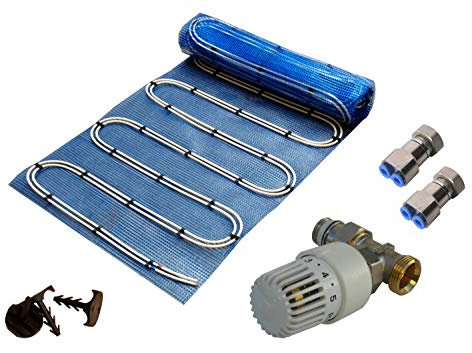 Fußbodenheizung Warmwasser, Doppelrohr, Fläche 2,5 bis 20qm, ohne/mit Regler, Fläche:10 qm;Regler:RTL Regelventil 1/2