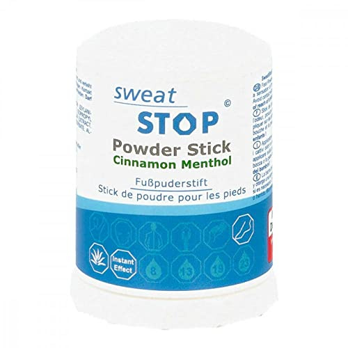 SweatStop POWDER STICK mit Zimt & Menthol 60g für trockene Füße – hautfarbener Fußpuderstift absorbiert Fußschweiß - gegen Fußschweiß & Geruch