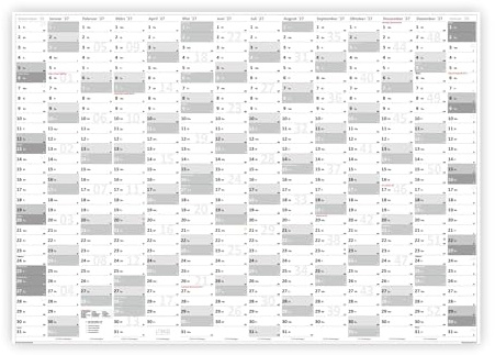XXL Wandkalender DIN A0 2027 (grau2) große Tageskästchen (Kalender werden gerollt versendet)
