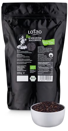 Lotao Schwarzer Reis (1x 1000g, Bio Qualität) ROYAL PEARL BLACK | Hochwertiger Bio Vollkornreis: Ohne Zusätze und ungeschält | Der schwarze Reis als Hingucker für Asia Küche: Thai Chinesisch uvm.