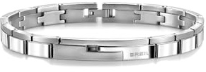 Breil, Collezione Joint, Bracciale Uomo, in Acciaio Bilux e Cristallo Nero, con Doppia Finitura Specchiata e Satinata, Pratica ed Elegante Chiusura a Gioielleria, Lunghezza Regolabile 17-23 cm, Silver