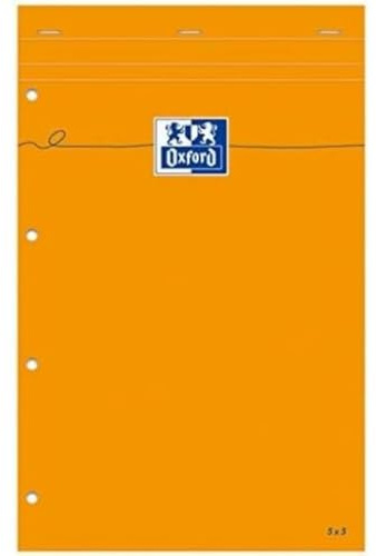 Oxford 5 Stück Notizblock mit kleinen 5 x 5 Karos 160 Seiten A4 orange