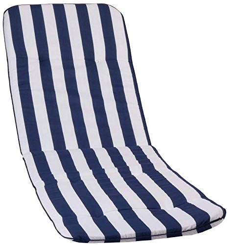 Beo Sonnenliege Auflage Waschbar Capri | Made in EU nach Öko-Tex Standard | Atmungsaktive Auflage Gartenliege mit Gummi-Halteband | UV-beständige Liegestuhl Auflage mit Streifen in Blau-Weiß