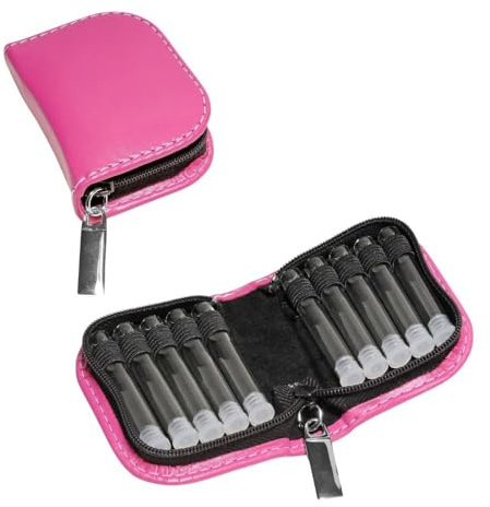 Homöopathische Taschenapotheke für Globuli, Candy, Kunstleder (vegan) pink mit 10 Klarglas-Glasröhrchen