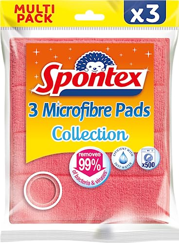 Spontex Pad Microfibre, Rose/Vert/Jaune, 3 Pads (Lot de 4)