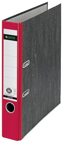 Leitz Kvalitetsmapp, A4, klimatneutral, 52 mm ryggbredd, röd rygg, molnmarmorpapper, 105025
