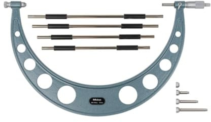 Mitutoyo 104-144A - Micrómetro exterior (4 yunques intercambiables y 4 estándares, rango de 500 a 600 mm, graduación de 0,01 mm)