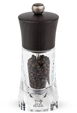 PEUGEOT - Moulin à Poivre Oléron 14 cm - Réglage Classique - En Bois Labellisé PEFC Et Acryl - Fabrication Française - Coloris Chocolat Et Transparent
