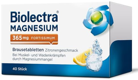 Biolectra Magnesium 365 mg fortissimum Zitrone 40 Stück Brausetabletten, Hochdosiert, zur Behandlung von Muskel- und Wadenkrämpfen, Apotheken-Qualität