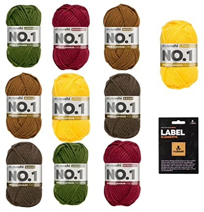 myboshi Vintage Vibes Wollpaket, winterliche No.1 Wolle im Vintage-Look, mit original Label, 10 Knäuel x 50g, Lauflänge 55m, strapazierfähig, filzfrei, Vintage Vibes 10 Knäuel