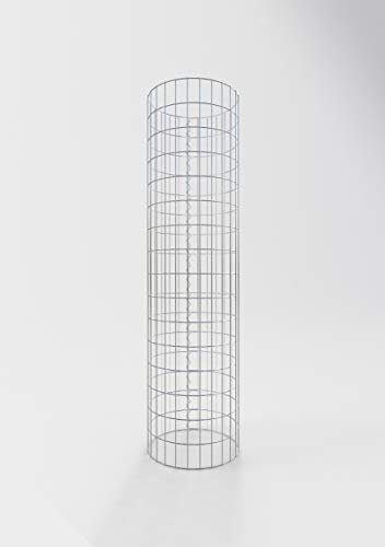 GABIONA Kolumn Gabion stenkorg rund nätbredd 5 x 10 cm/höjd 160 cm spiralkrok galvaniserad