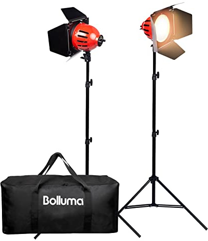 Video Studio Continuous Red Head Light with Light Stand and Carry Bag, 50W 3000K-6500K Bi-color Video Light for Film Advert New Coverage Background Lighting Product Photography, 2 Sets with Dimmer