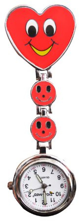 Schwesternuhr Tigaheart Smiley Rot Clip + Batterie 1 Stück Krankenschwesteruhr Pulsuhr