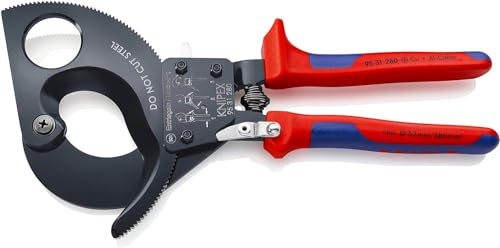 Knipex Coupe-câbles à cliquet en blister noire laquée avec poignées multimatières 280 mm, 95 31 280
