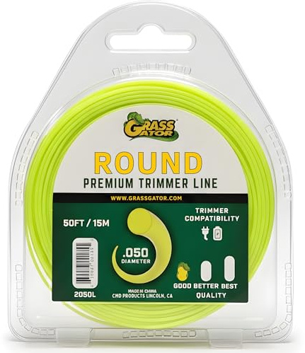Grass Gator 2050L Round Trimmer Line - .050-Inch Diameter, 50-Foot Loop - Professional Grade Replacement String for Electric and Battery Trimmers - Yellow