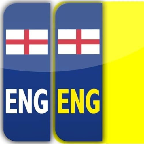 2 x England ENG Badge Car Number Plate Self-Adhesive Vinyl Stickers UK Legal St. George's Flag Decals, Brexit Alternative Badge (White Vinyl, Blue)