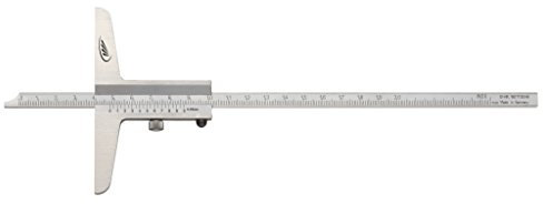 HELIOS-PREISSER 0282501 Tiefenmaß mit gerader Messstange aus verchromtem, rostfreiem Stahl, 150 x 100 mm