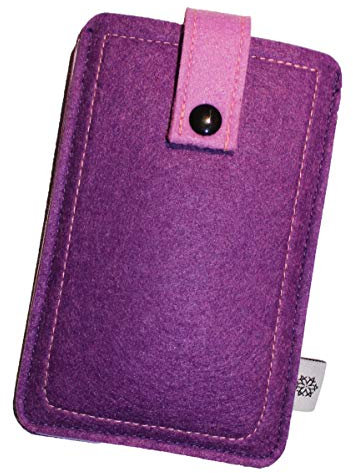Davii Handy Filztasche für Apple SE / 4 / 4S mit Hülle, Handy Schutztasche Robust, Handytasche mit Band Knopf, Rundumschutz, Etui weich Dealbude24 - S Lila
