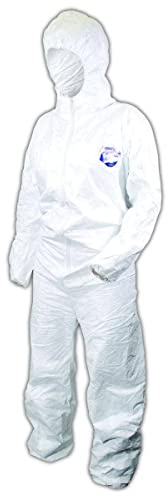 DuPont - TY127SWHLG002500 Tyvek 400 TY127S Disposable Protective Coverall with Respirator-Fit Hood and Elastic Cuff, White, Large (Pack of 25)