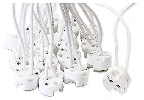 Energmix 20x MR16 GU5.3 Fassung fr LED und Halogen mit Kabel aus hochwertigem Keramik 12V, 2342-20x