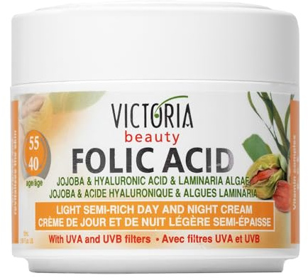 Victoria Beauty Hyaluron Creme gegen Falten und Augenringe, Anti Aging Gesichtscreme mit Jojobaöl, Folsäure und Hyaluronsäure für Frauen und Männer, Hyaluronic Acid Moisturizer, 50ml