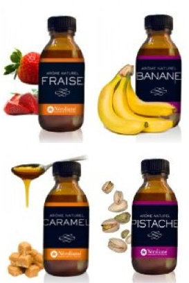 NEROLIANE – Lot 4 Arômes Naturels 50ml : Fraise, Banane, Caramel, Pistache – Yaourts, Pâtisseries, Boissons, Glaces – Vegan – Fabriqué en France – Qualité Professionnelle