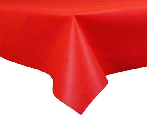 Sensalux Vlies Tischdecke, 1,50 x 3 m, Rot, abwaschbar | wasserabweisend, stoffähnliche Tischdecke, OEKO-TEX, Party Geburtstag Hochzeit Catering Event