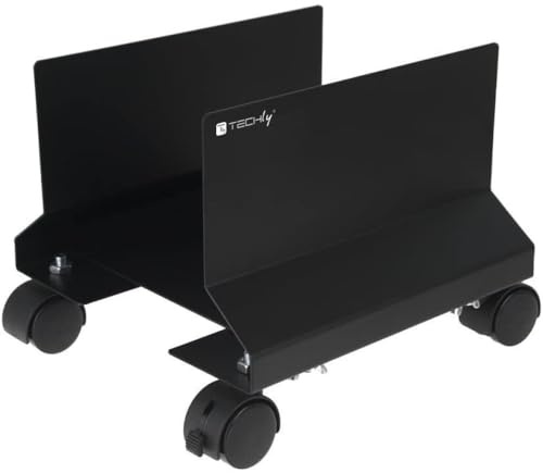 Techly 303294 Soporte de PC de Acero con Ruedas Negro Negro