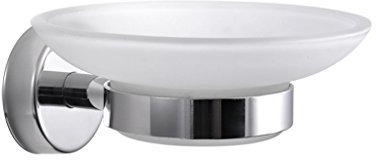 Kapitan Seifenschale Seifenablage Seifenhalter Selbstklebend Glas und Edelstahl V2A 18/10, Wandmontage, Poliert, Made in der EU, 20 Jahre Garantie