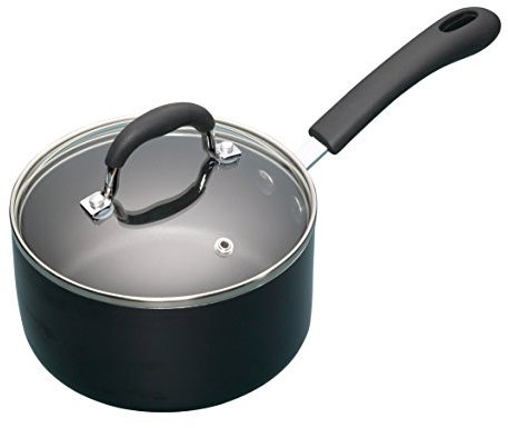 MasterClass Aluminium Enamel 16cm Non Stick Saucepan, Steel, Black