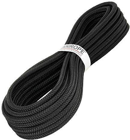 Kanirope® PP Seil Polypropylenseil MULTIBRAID 8mm 20m Farbe Schwarz (1811) 16x geflochten